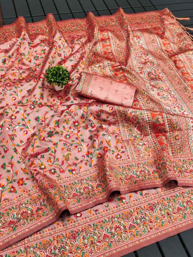 RAJA MOULI - 4 PURE KASHMIRI PASHMINA SILK WEAVING SAREE AT WHOLESALE PRICE