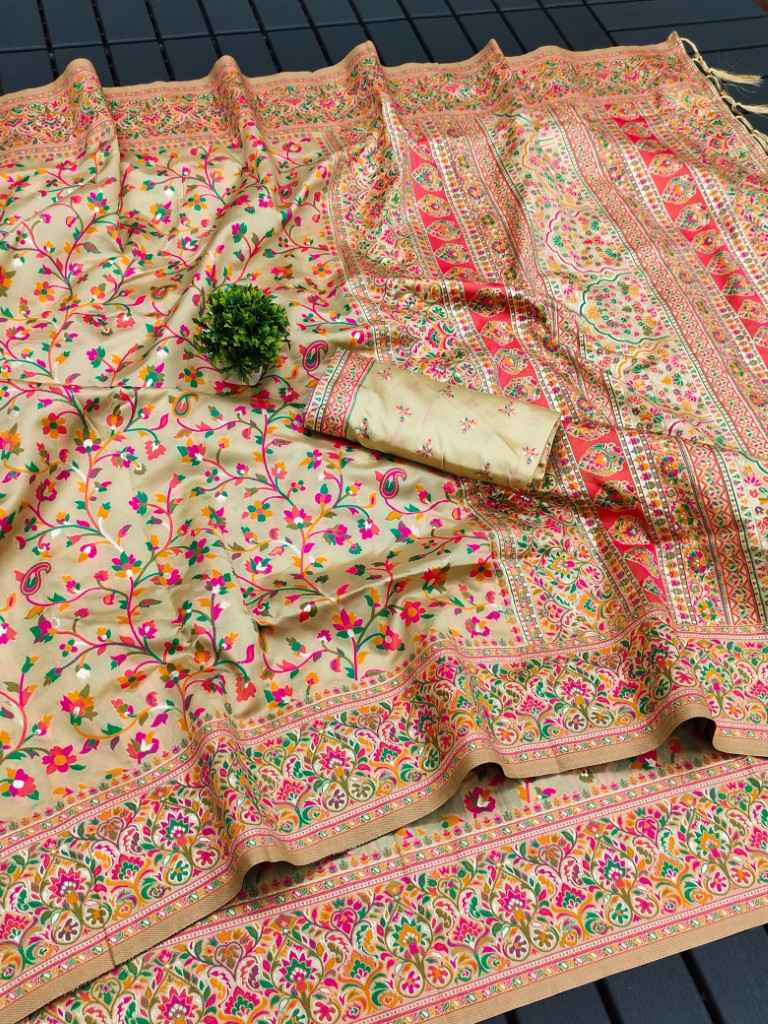 RAJA MOULI - 4 PURE KASHMIRI PASHMINA SILK WEAVING SAREE AT WHOLESALE PRICE
