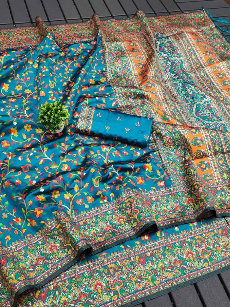 RAJA MOULI - 4 PURE KASHMIRI PASHMINA SILK WEAVING SAREE AT WHOLESALE PRICE