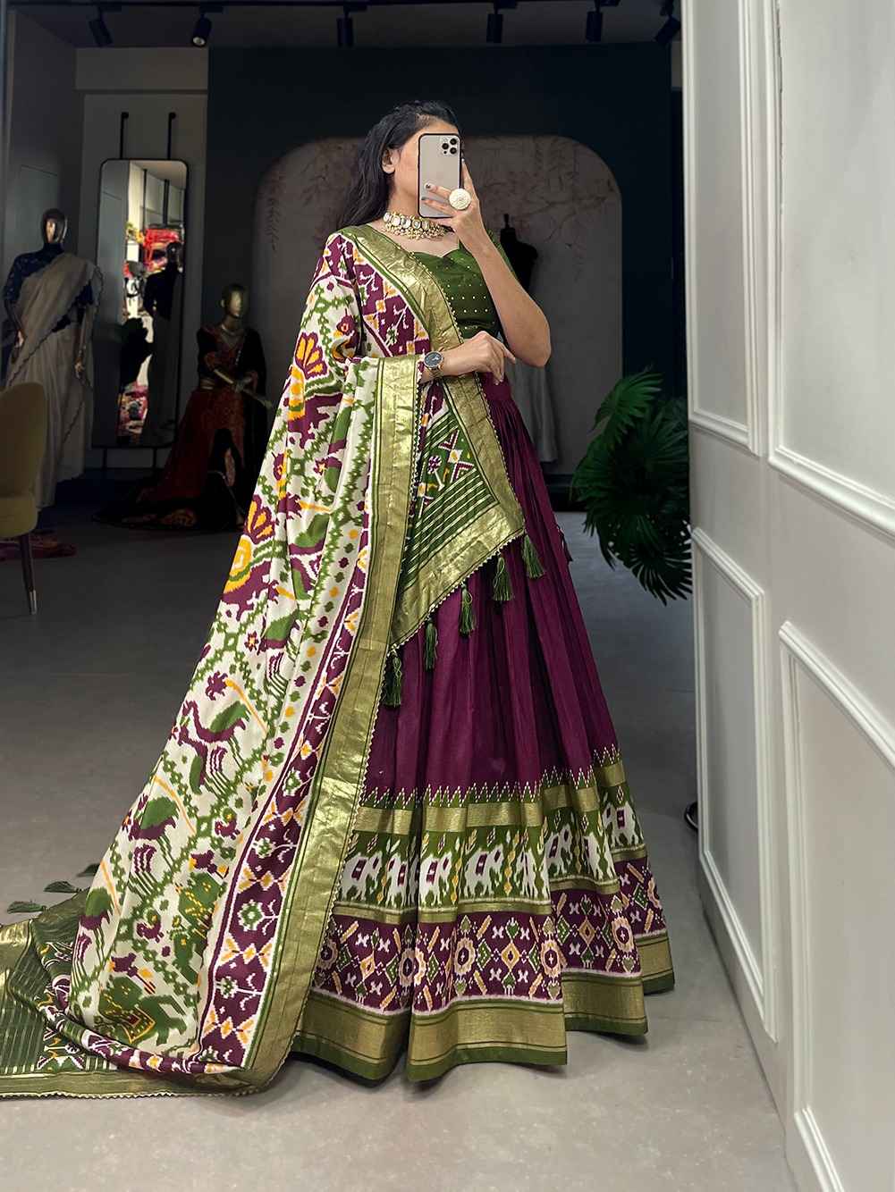 SHIVKRUPA ENTERPRICE PRESENT TUSSAR SILK  PATOLA PRINT LEHENGA CHOLI AT WHOLESALE PRICE