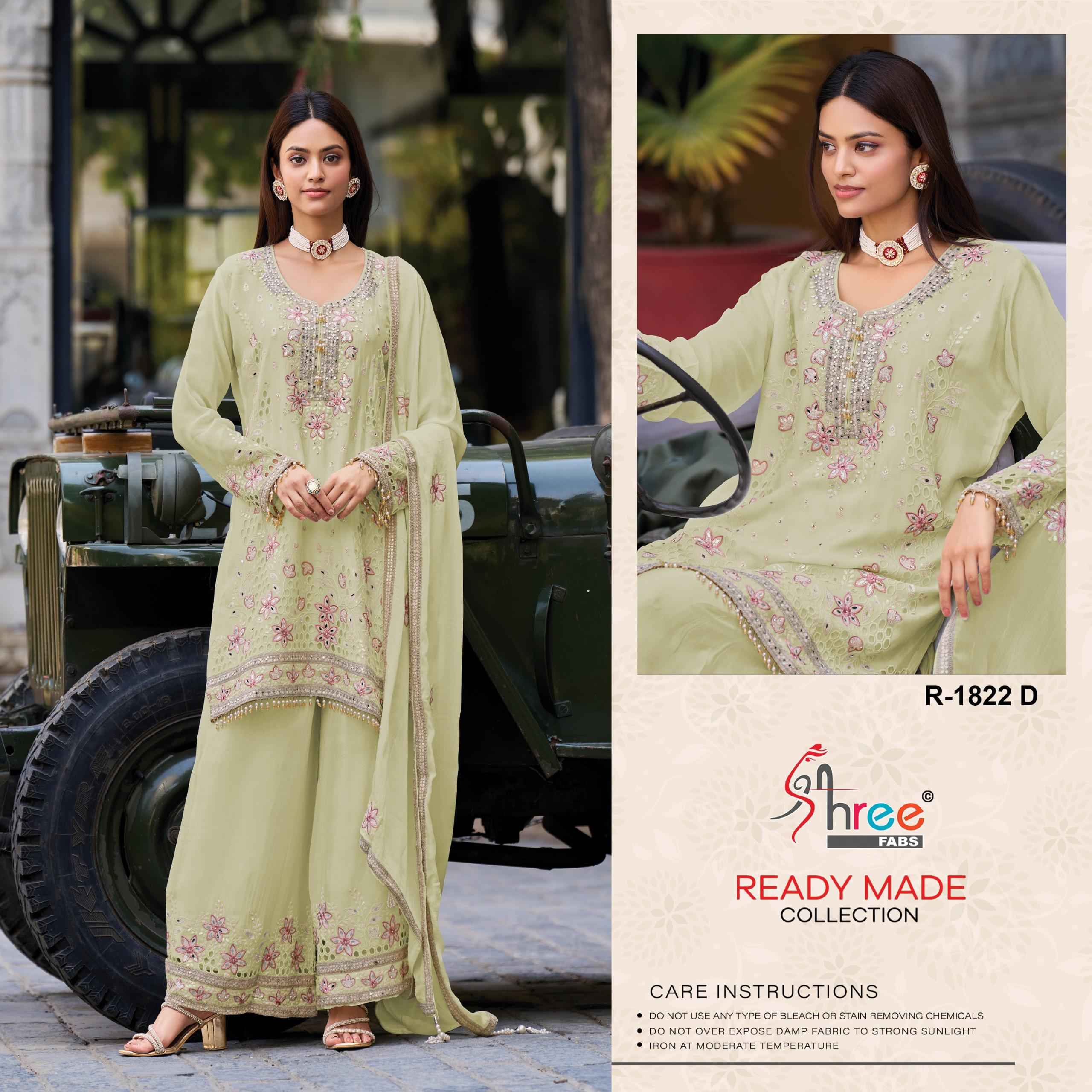 SHREE FABS D.NO 1822 CHINON VISCOUS KURTI PLAZO WITH DUPATTA AT WHOLESALE PRICE