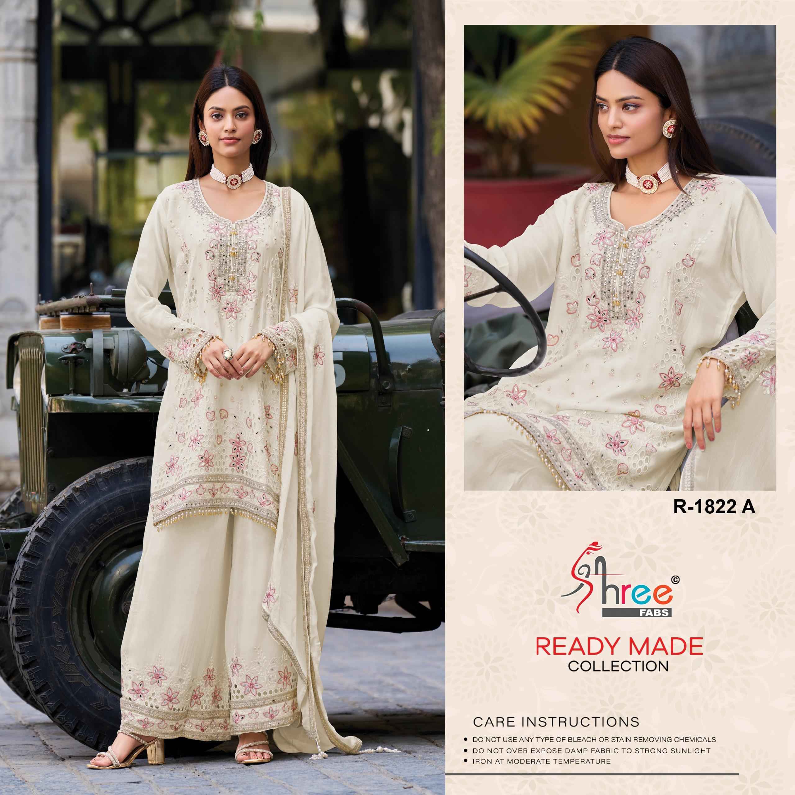 SHREE FABS D.NO 1822 CHINON VISCOUS KURTI PLAZO WITH DUPATTA AT WHOLESALE PRICE
