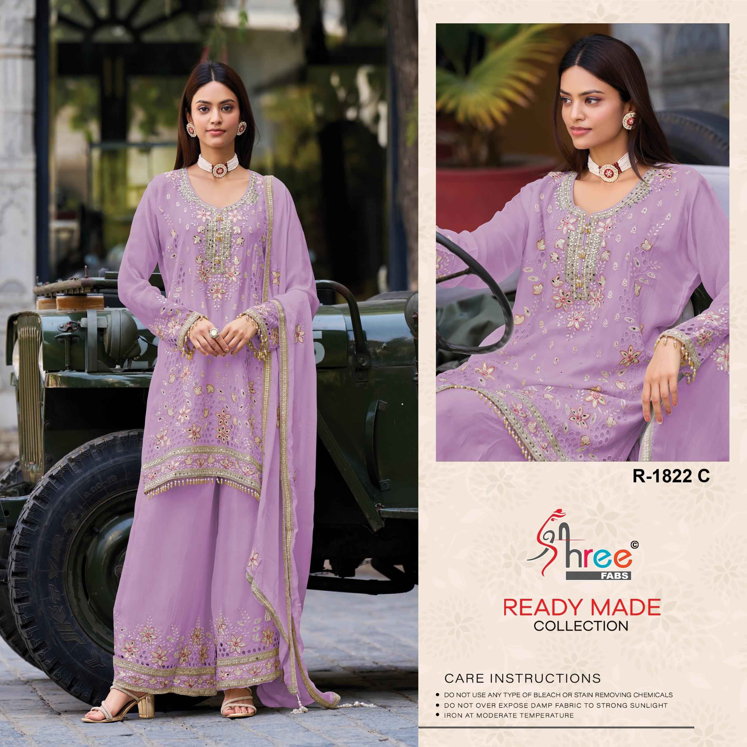 SHREE FABS D.NO 1822 CHINON VISCOUS KURTI PLAZO WITH DUPATTA AT WHOLESALE PRICE