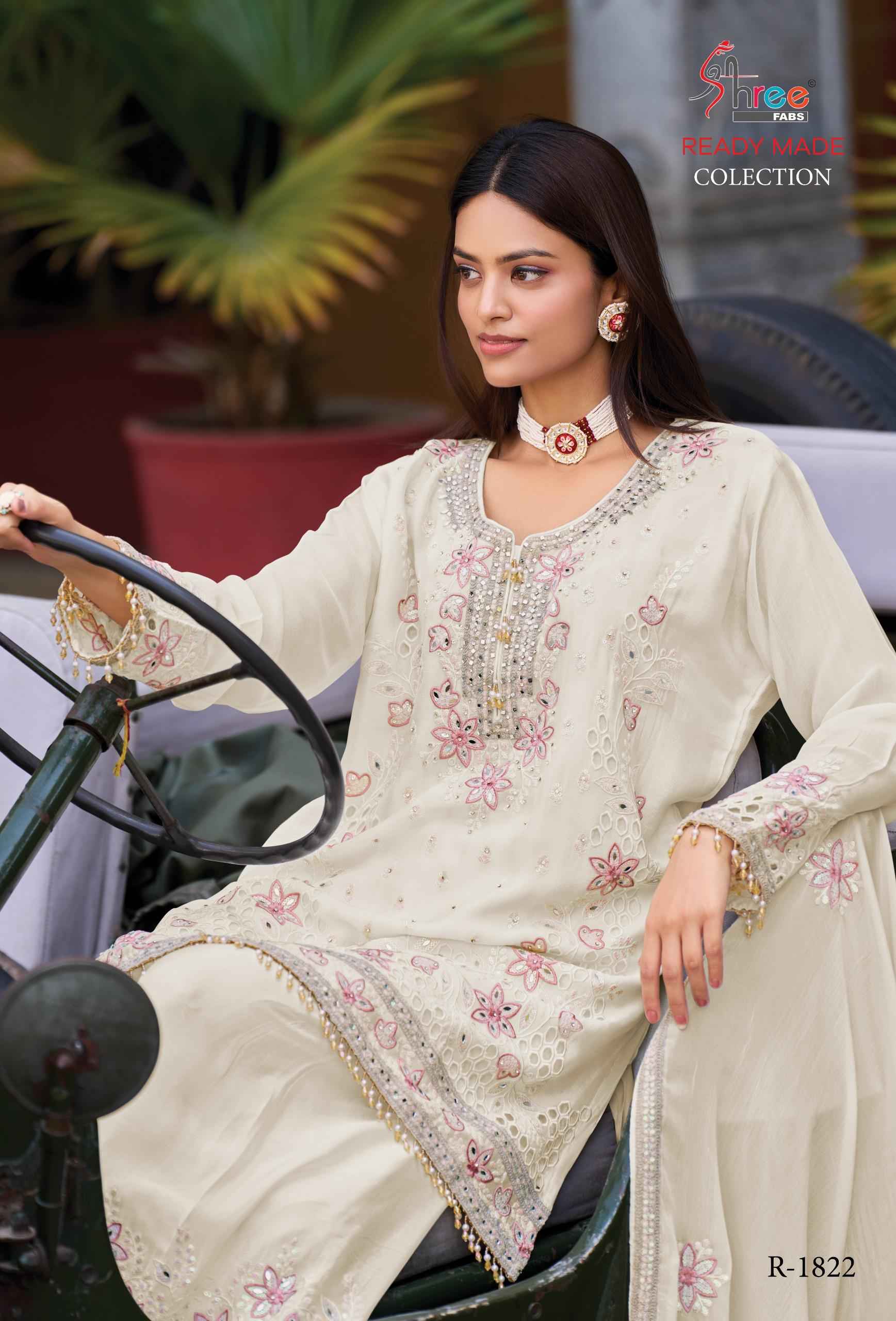 SHREE FABS D.NO 1822 CHINON VISCOUS KURTI PLAZO WITH DUPATTA AT WHOLESALE PRICE