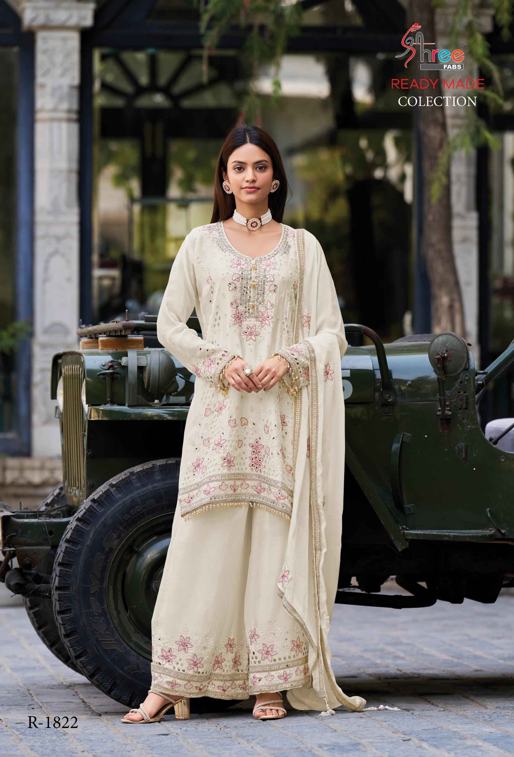 SHREE FABS D.NO 1822 CHINON VISCOUS KURTI PLAZO WITH DUPATTA AT WHOLESALE PRICE