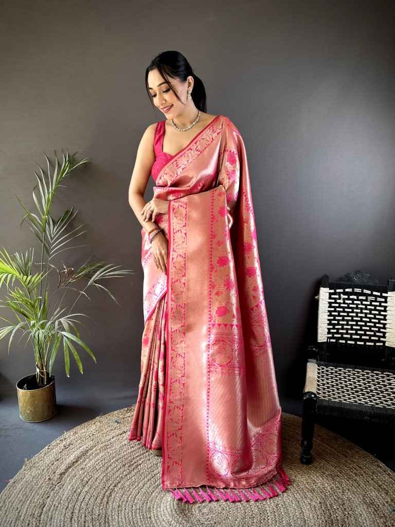 SOFT BANARASI SILK GOLD JARI FLOWER WEAVING SAREE AT WHOLESALE PRICE