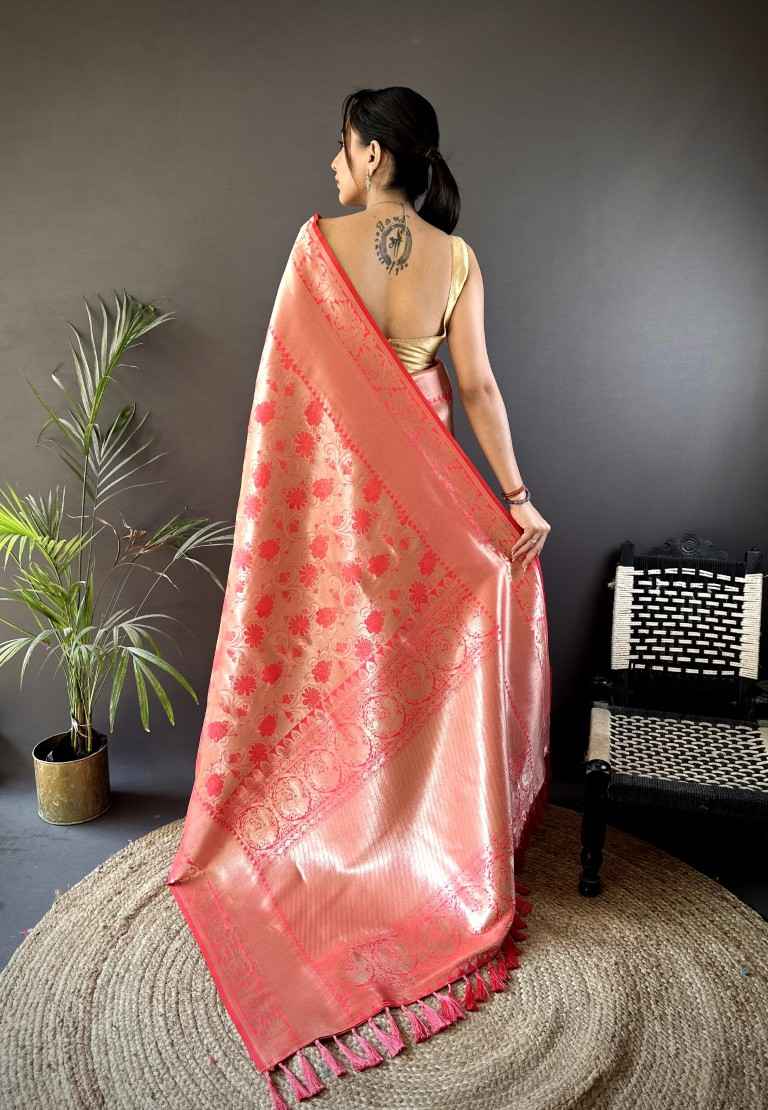 SOFT BANARASI SILK GOLD JARI FLOWER WEAVING SAREE AT WHOLESALE PRICE