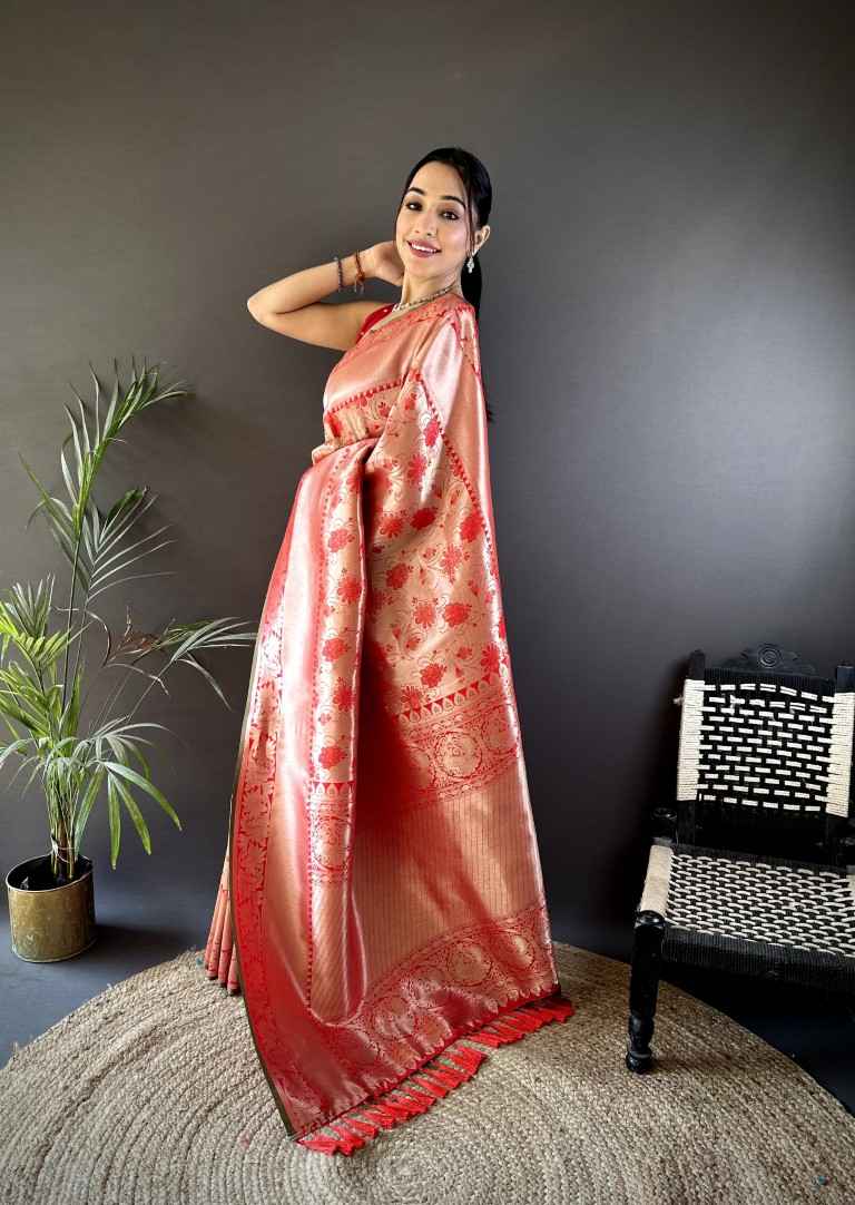 SOFT BANARASI SILK GOLD JARI FLOWER WEAVING SAREE AT WHOLESALE PRICE