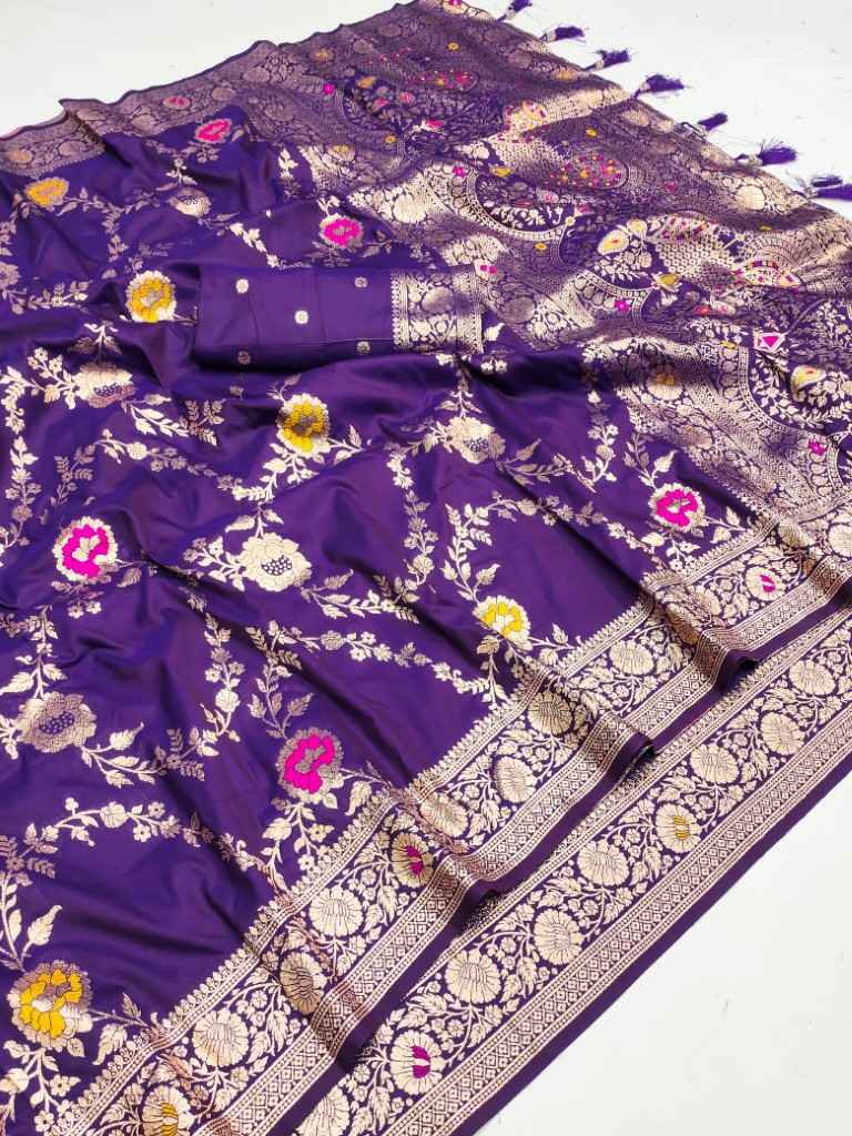 SOFT BANARASI SILK MEENAKARI WEAVING BORDER SAREE AT WHOLESALE PRICE