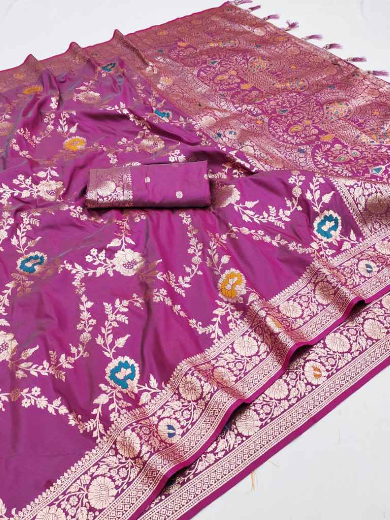 SOFT BANARASI SILK MEENAKARI WEAVING BORDER SAREE AT WHOLESALE PRICE