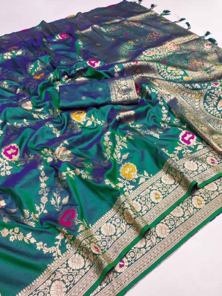 SOFT BANARASI SILK MEENAKARI WEAVING BORDER SAREE AT WHOLESALE PRICE