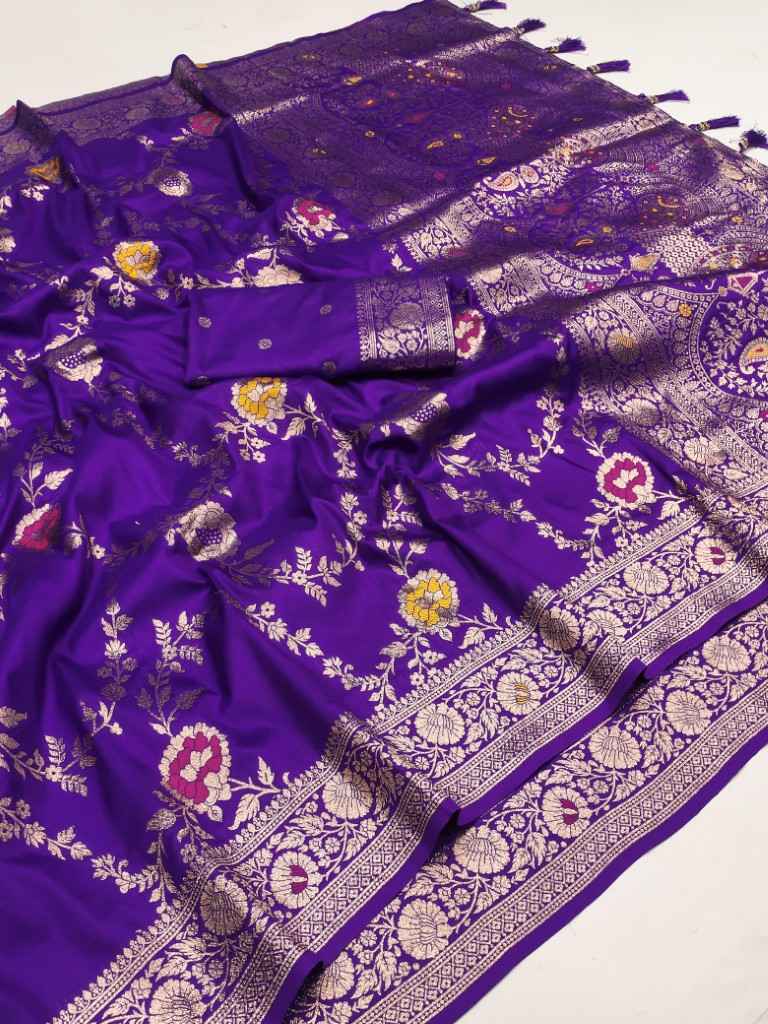 SOFT BANARASI SILK MEENAKARI WEAVING BORDER SAREE AT WHOLESALE PRICE