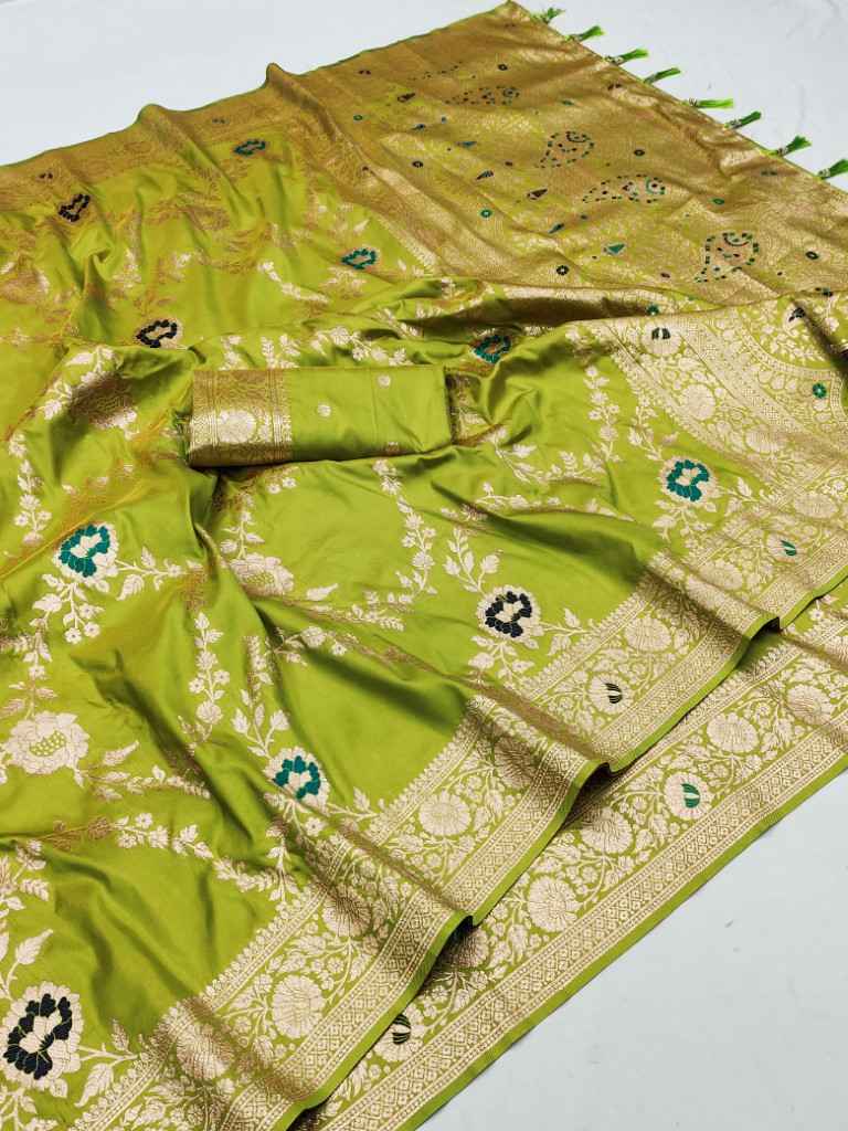 SOFT BANARASI SILK MEENAKARI WEAVING BORDER SAREE AT WHOLESALE PRICE