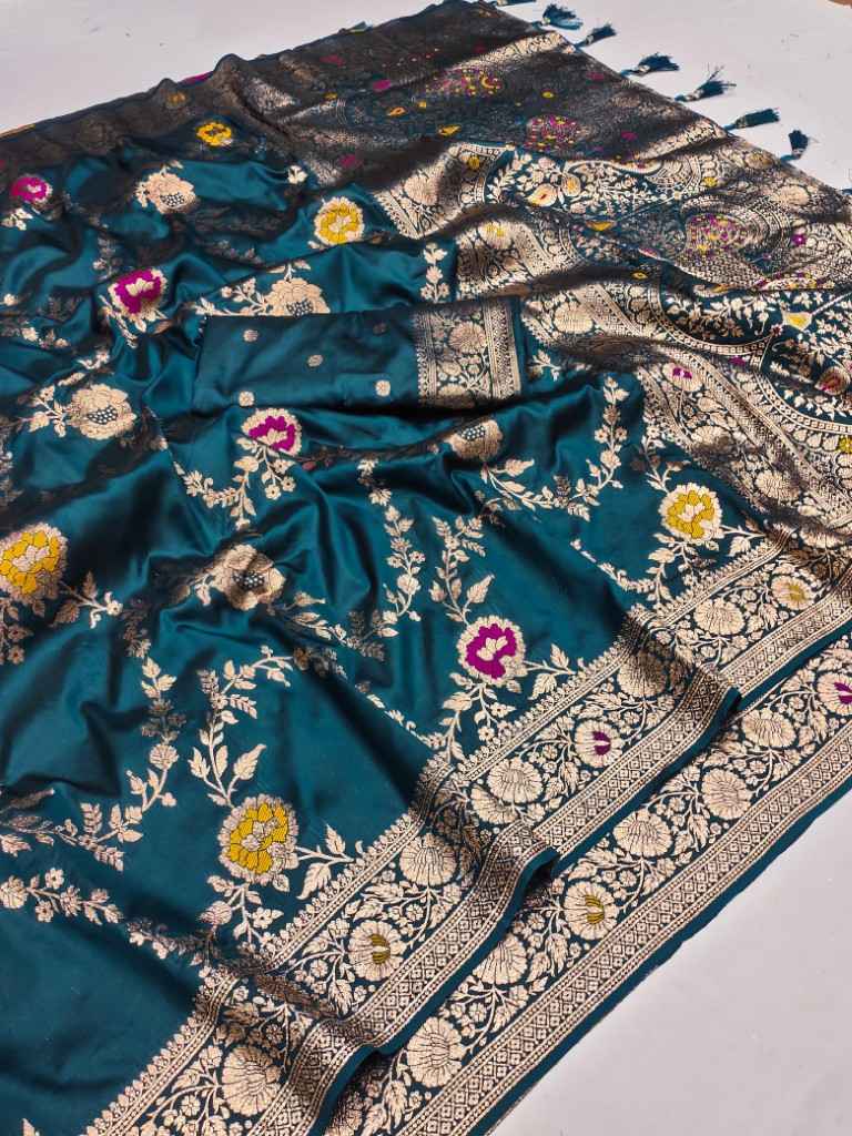 SOFT BANARASI SILK MEENAKARI WEAVING BORDER SAREE AT WHOLESALE PRICE