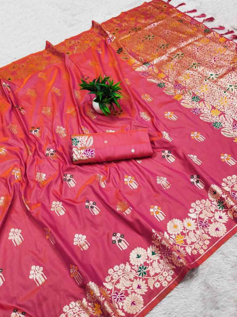 SOFT BANARASI SILK MEENAKARI WEAVING PALLU WITH BORDER SAREE AT WHOLESALE PRICE