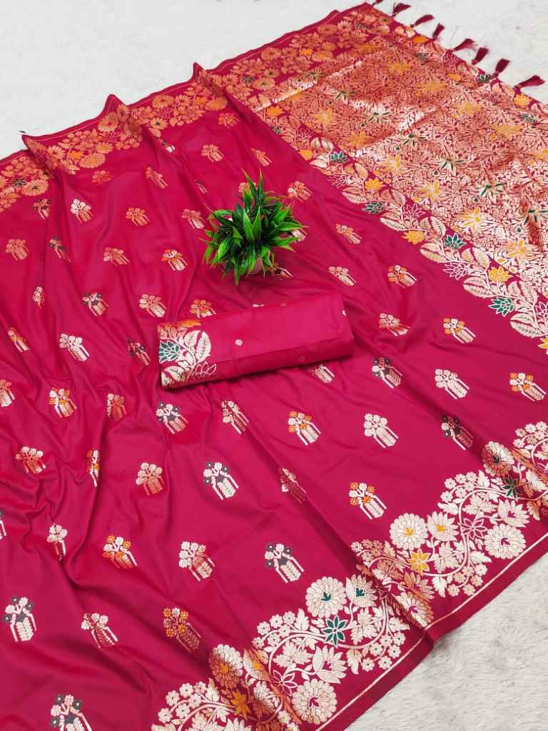 SOFT BANARASI SILK MEENAKARI WEAVING PALLU WITH BORDER SAREE AT WHOLESALE PRICE