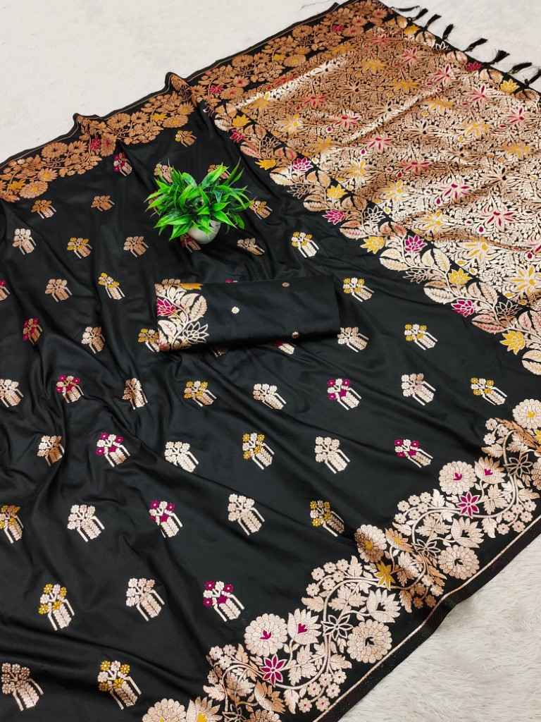 SOFT BANARASI SILK MEENAKARI WEAVING PALLU WITH BORDER SAREE AT WHOLESALE PRICE