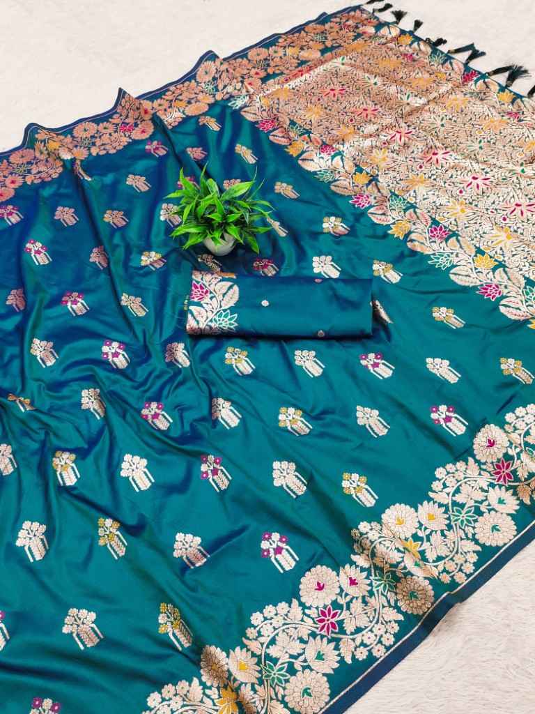 SOFT BANARASI SILK MEENAKARI WEAVING PALLU WITH BORDER SAREE AT WHOLESALE PRICE