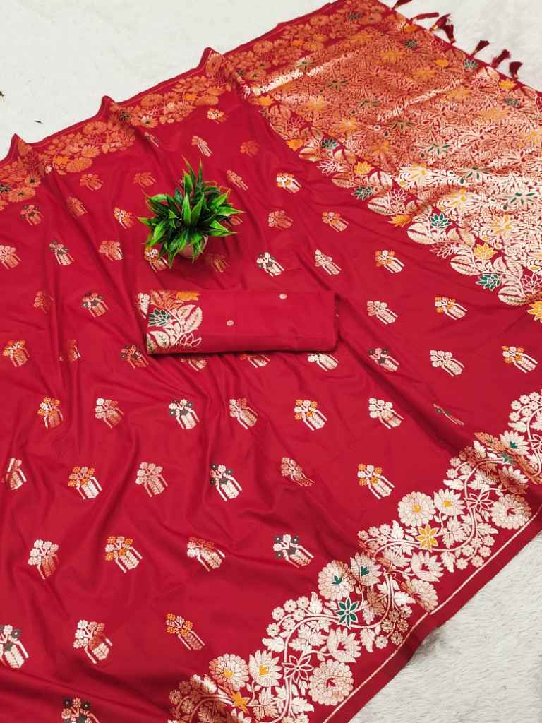 SOFT BANARASI SILK MEENAKARI WEAVING PALLU WITH BORDER SAREE AT WHOLESALE PRICE