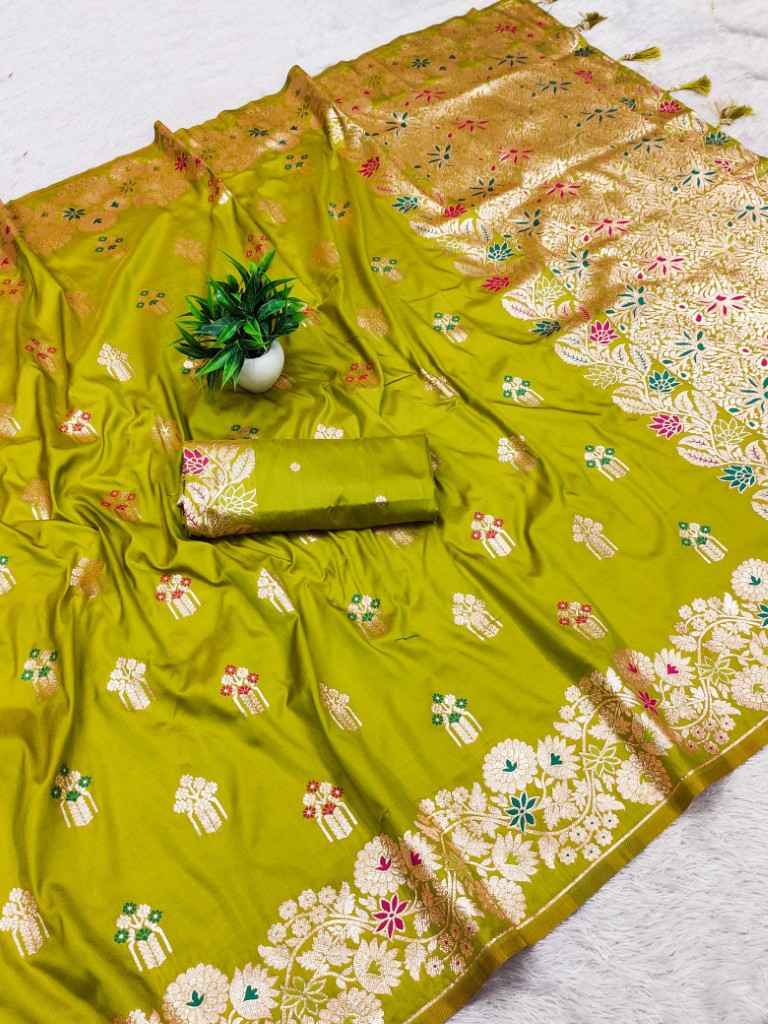 SOFT BANARASI SILK MEENAKARI WEAVING PALLU WITH BORDER SAREE AT WHOLESALE PRICE