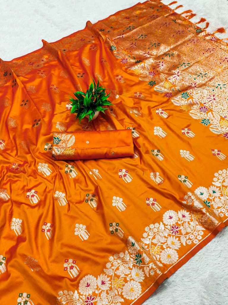 SOFT BANARASI SILK MEENAKARI WEAVING PALLU WITH BORDER SAREE AT WHOLESALE PRICE