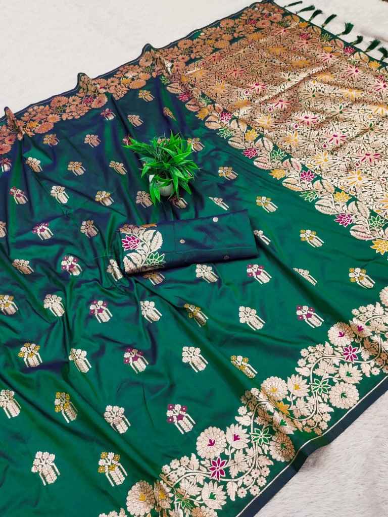 SOFT BANARASI SILK MEENAKARI WEAVING PALLU WITH BORDER SAREE AT WHOLESALE PRICE