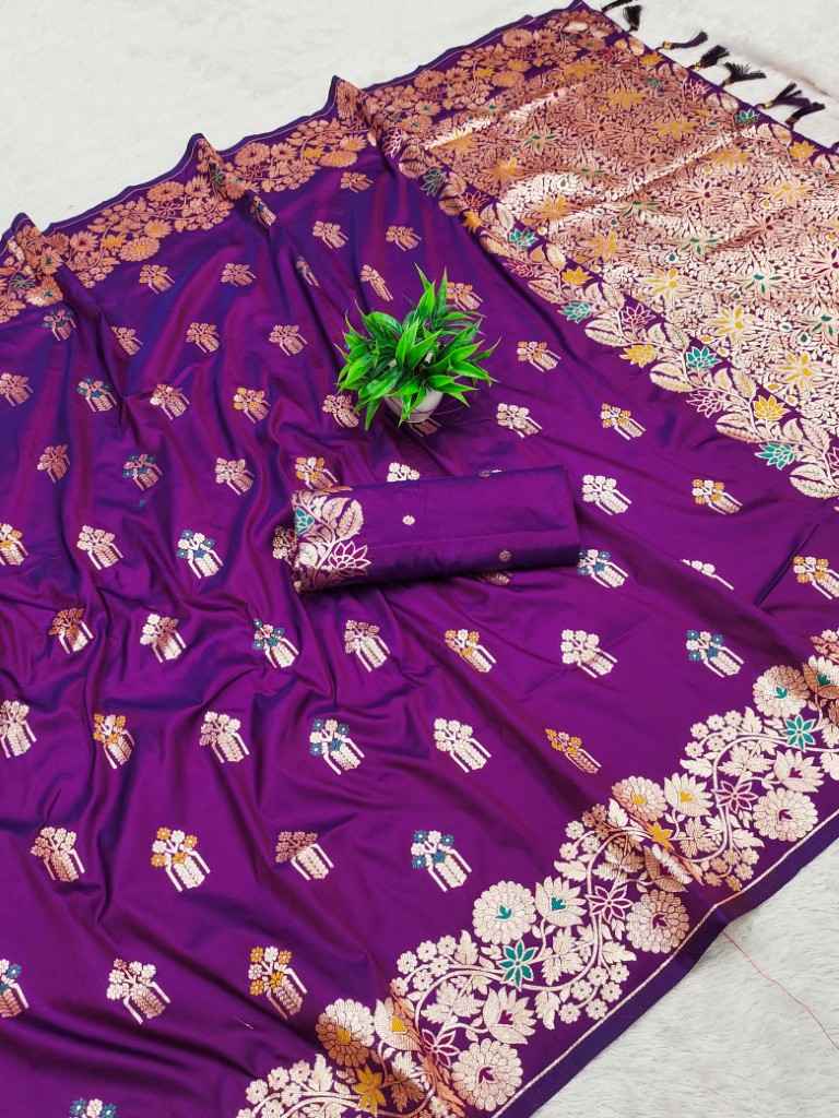 SOFT BANARASI SILK MEENAKARI WEAVING PALLU WITH BORDER SAREE AT WHOLESALE PRICE
