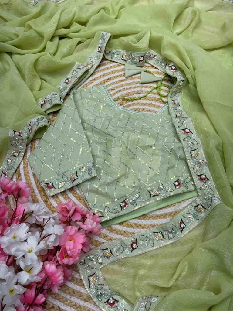 SOFT CRUNCHY HAND WORK AND SEQUENCE WORK SAREE WITH STICH BLOUSE AT WHOLESALE PRICE