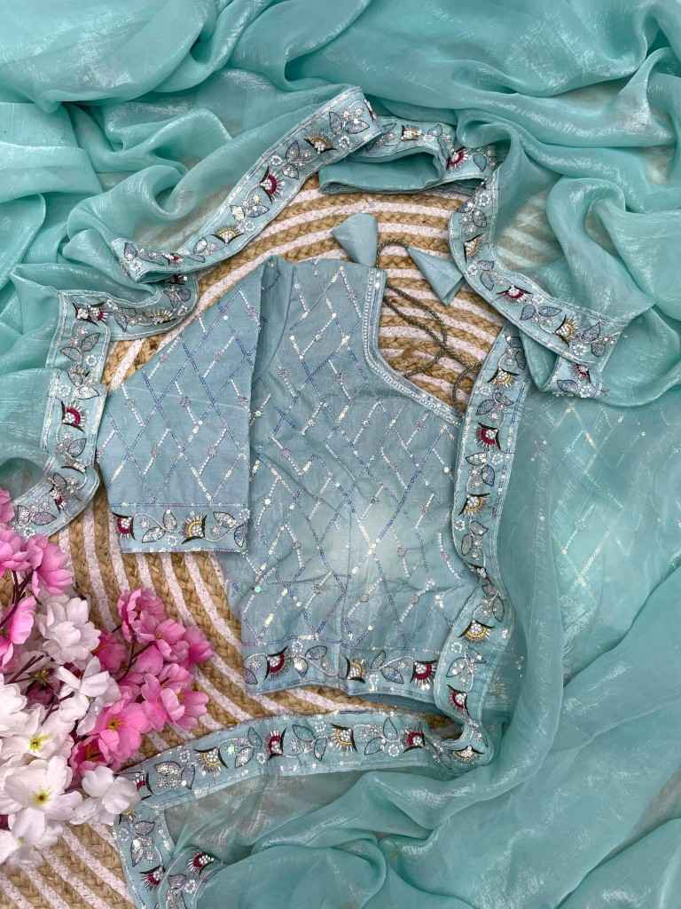 SOFT CRUNCHY HAND WORK AND SEQUENCE WORK SAREE WITH STICH BLOUSE AT WHOLESALE PRICE