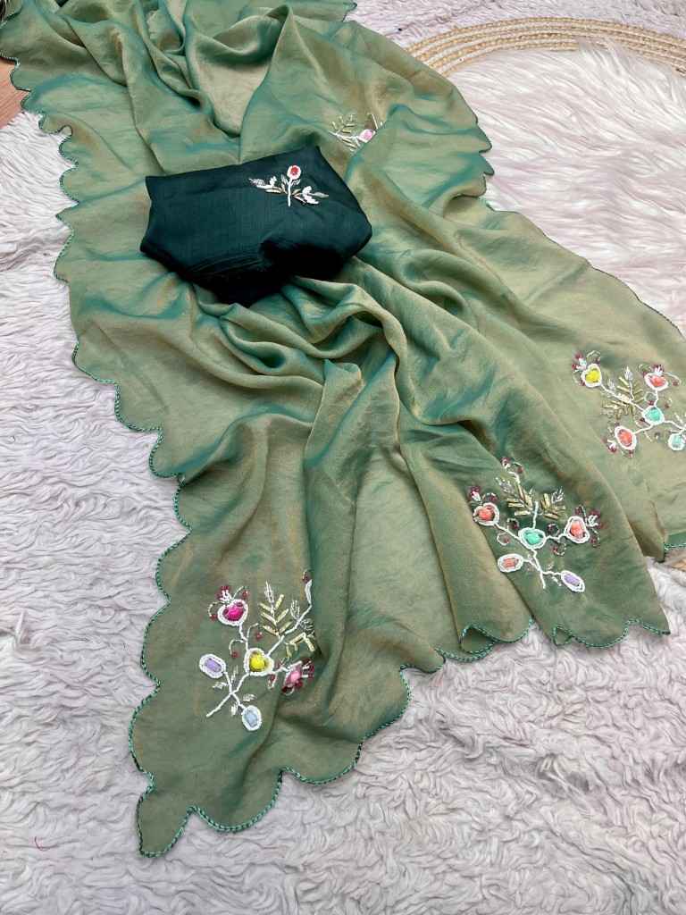 SOFT FENDI CHIFFON HANDWORK BUTTA SAREE AT WHOLESALE PRICE