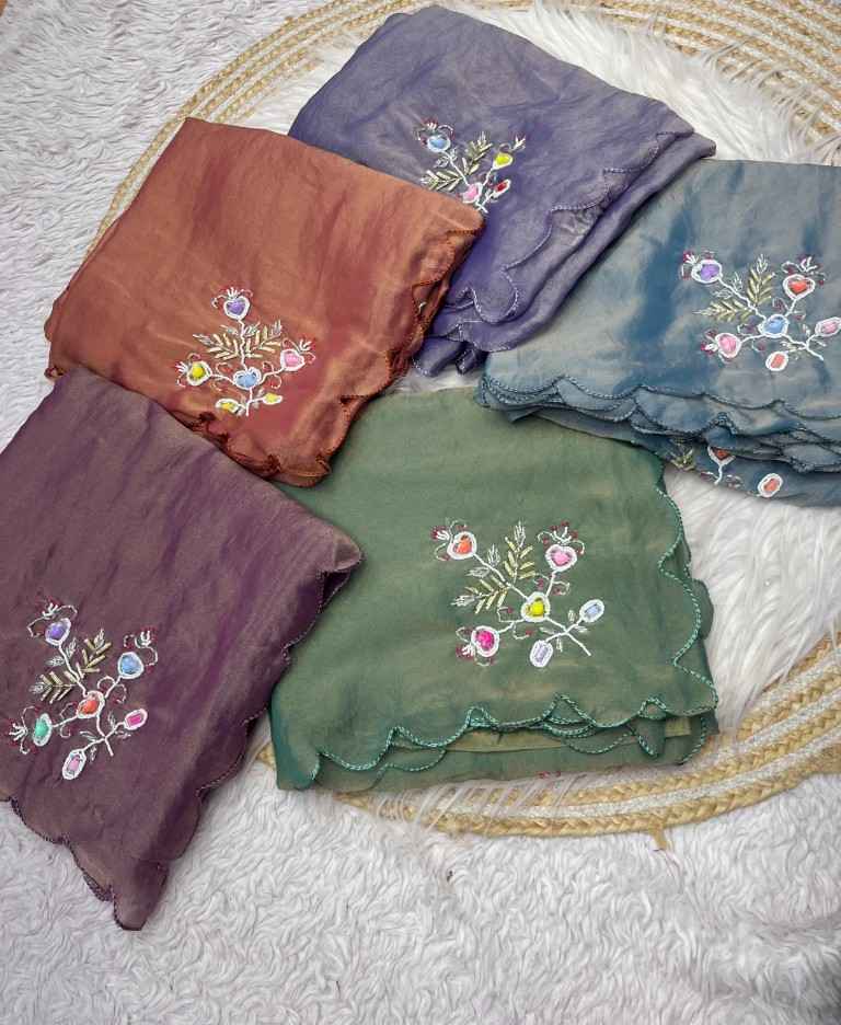SOFT FENDI CHIFFON HANDWORK BUTTA SAREE AT WHOLESALE PRICE