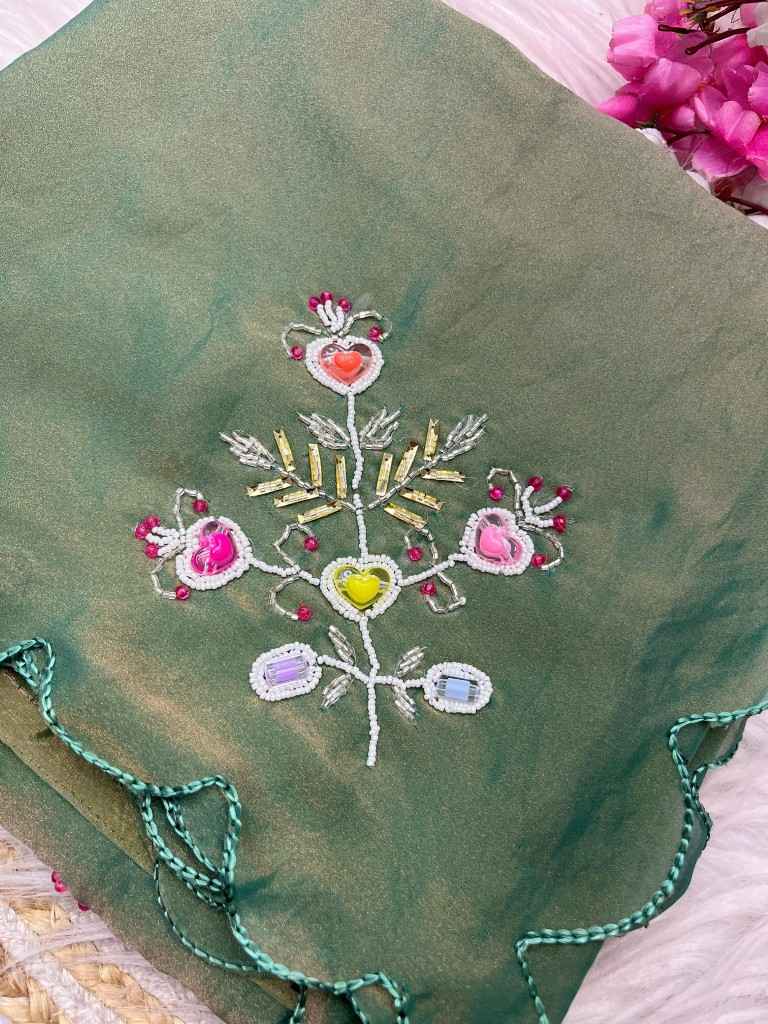 SOFT FENDI CHIFFON HANDWORK BUTTA SAREE AT WHOLESALE PRICE
