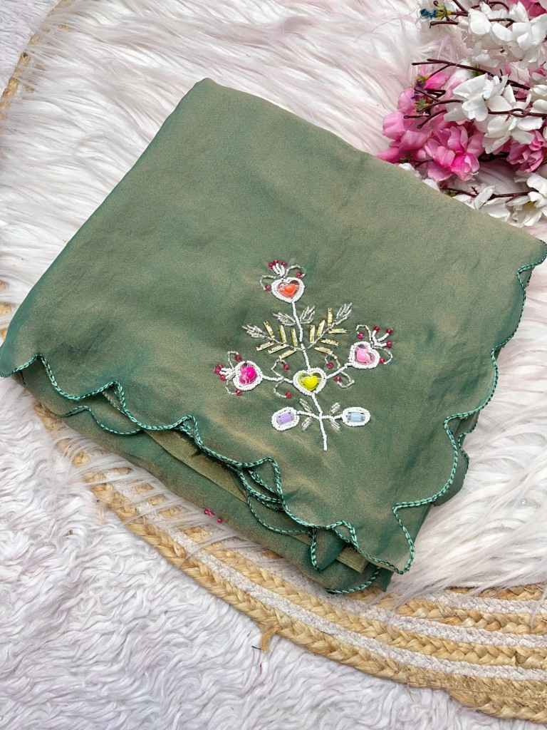 SOFT FENDI CHIFFON HANDWORK BUTTA SAREE AT WHOLESALE PRICE