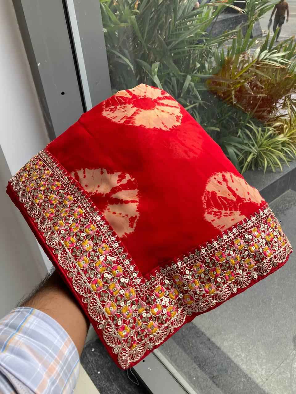 SOFT GEORGETTE BANDHEJ PRINTED SAREE AT WHOLESALE PRICE