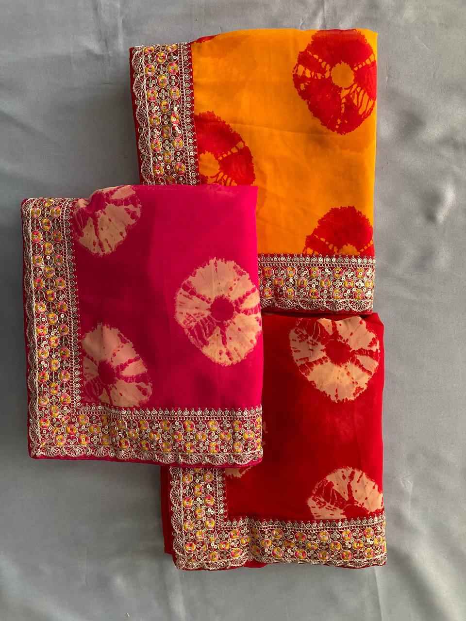 SOFT GEORGETTE BANDHEJ PRINTED SAREE AT WHOLESALE PRICE