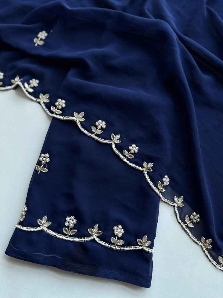 SOFT GEORGETTE HANDWORK AND MIRROR WORK SAREE AT WHOLESALE PRICE