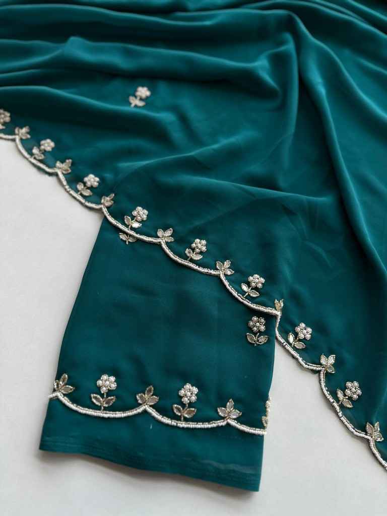 SOFT GEORGETTE HANDWORK AND MIRROR WORK SAREE AT WHOLESALE PRICE