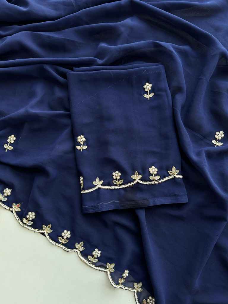 SOFT GEORGETTE HANDWORK AND MIRROR WORK SAREE AT WHOLESALE PRICE