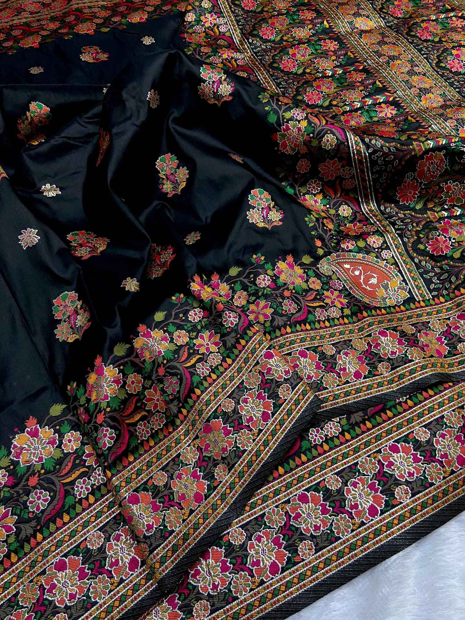 SOFT KASHMIRI PASHMINA SILK COLOURFULL WEAVING SAREE AT WHOLESALE PRICE