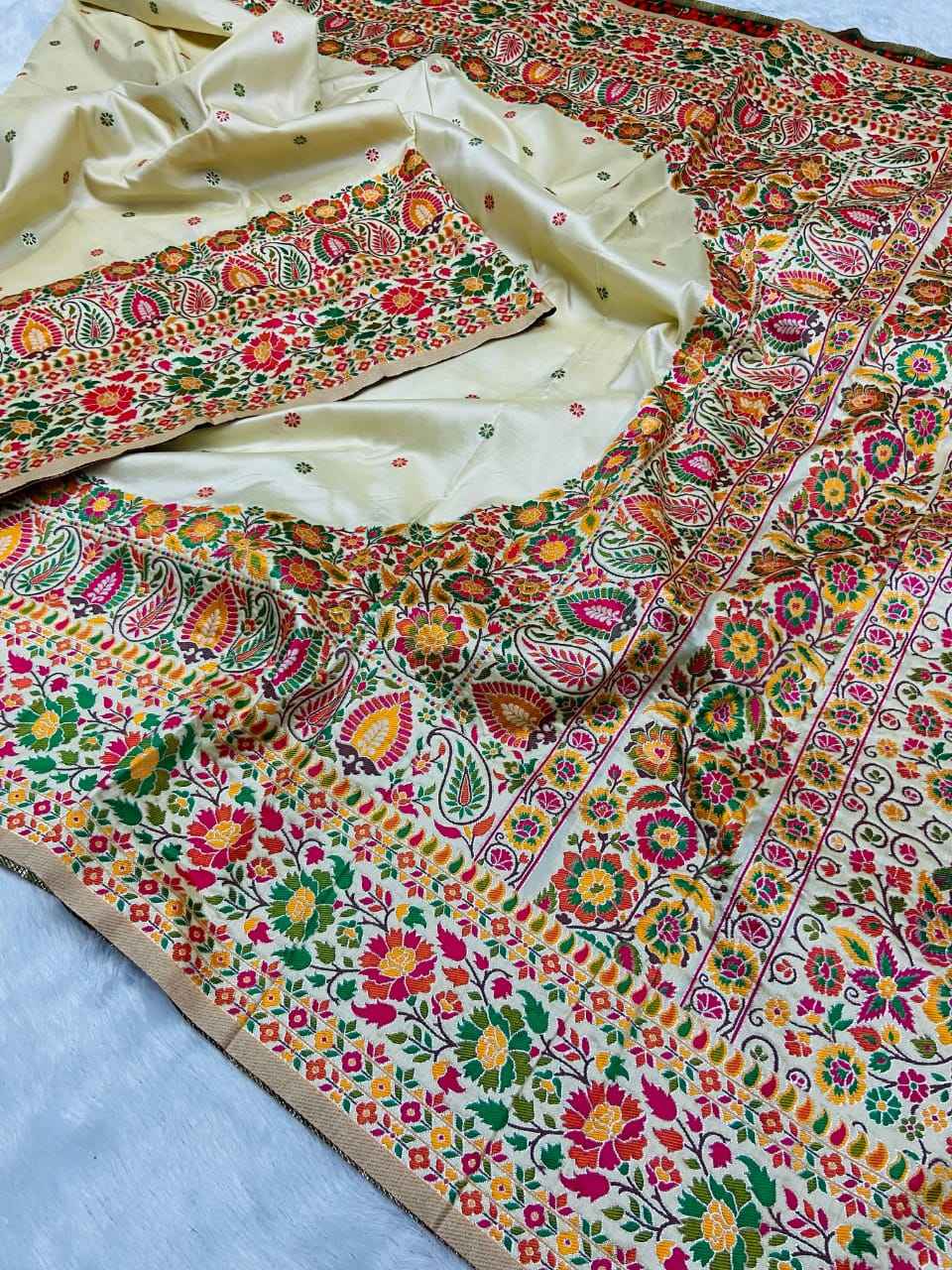 SOFT KASHMIRI PASHMINA SILK COLOURFULL WEAVING SAREE AT WHOLESALE PRICE