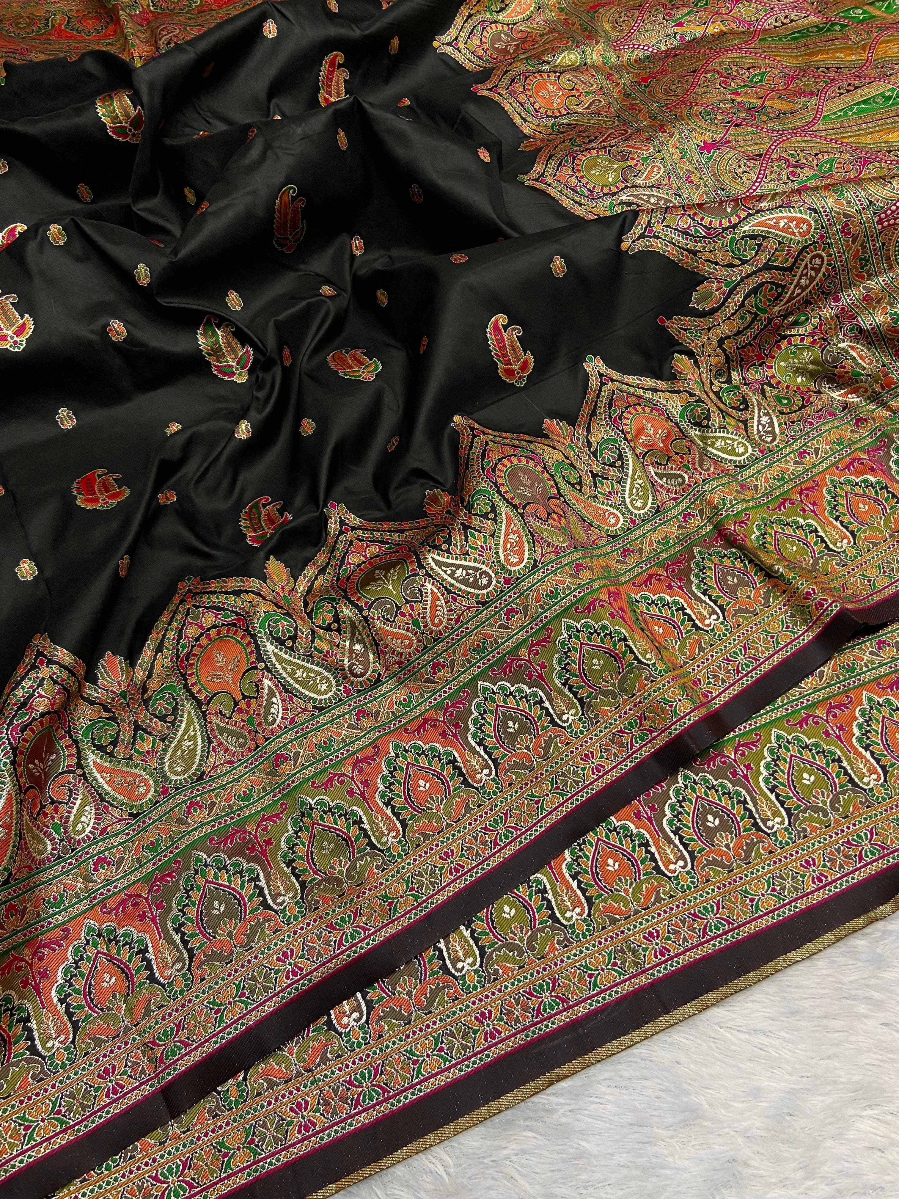 SOFT KASHMIRI PASHMINA SILK COLOURFULL WEAVING SAREE AT WHOLESALE PRICE