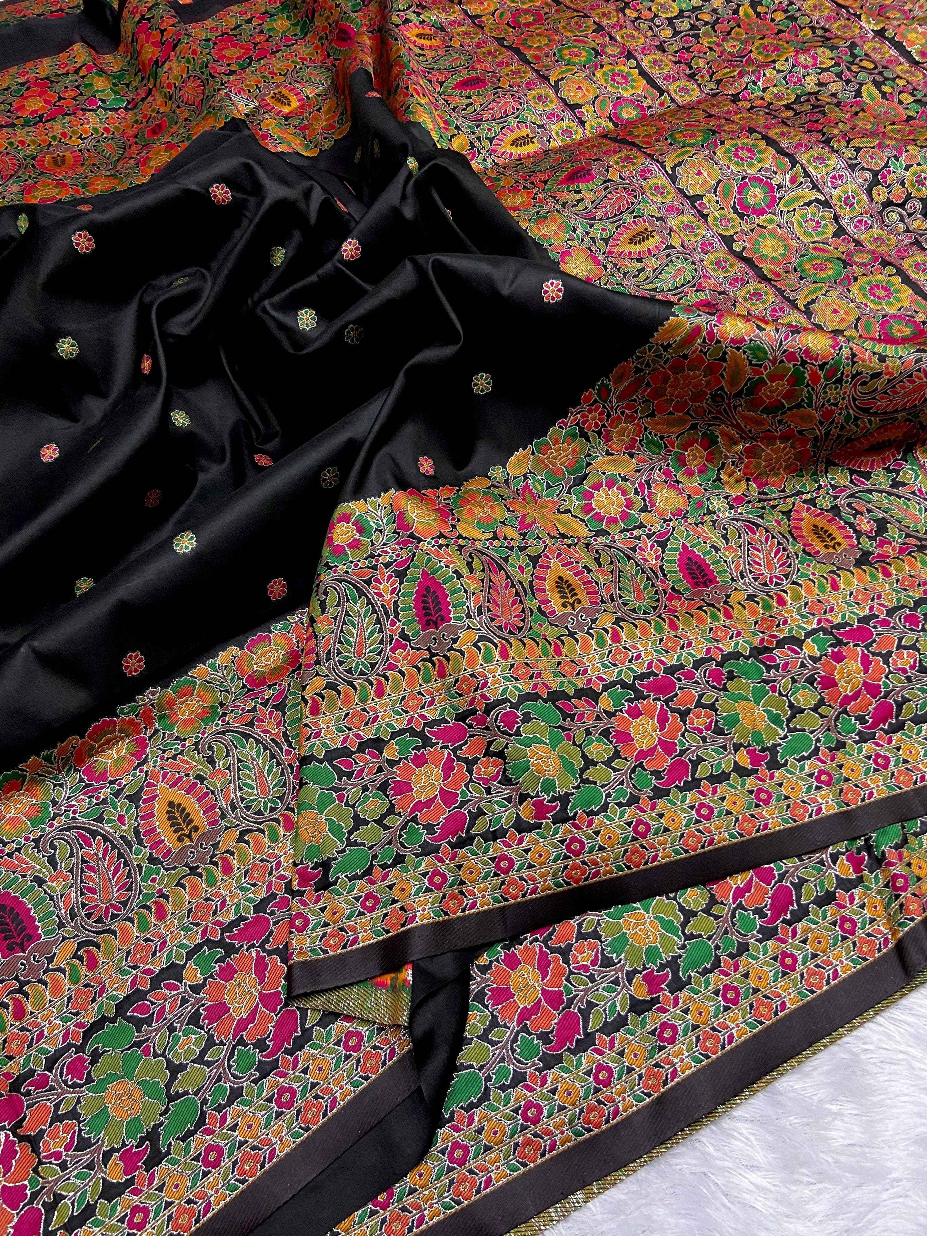 SOFT KASHMIRI PASHMINA SILK COLOURFULL WEAVING SAREE AT WHOLESALE PRICE