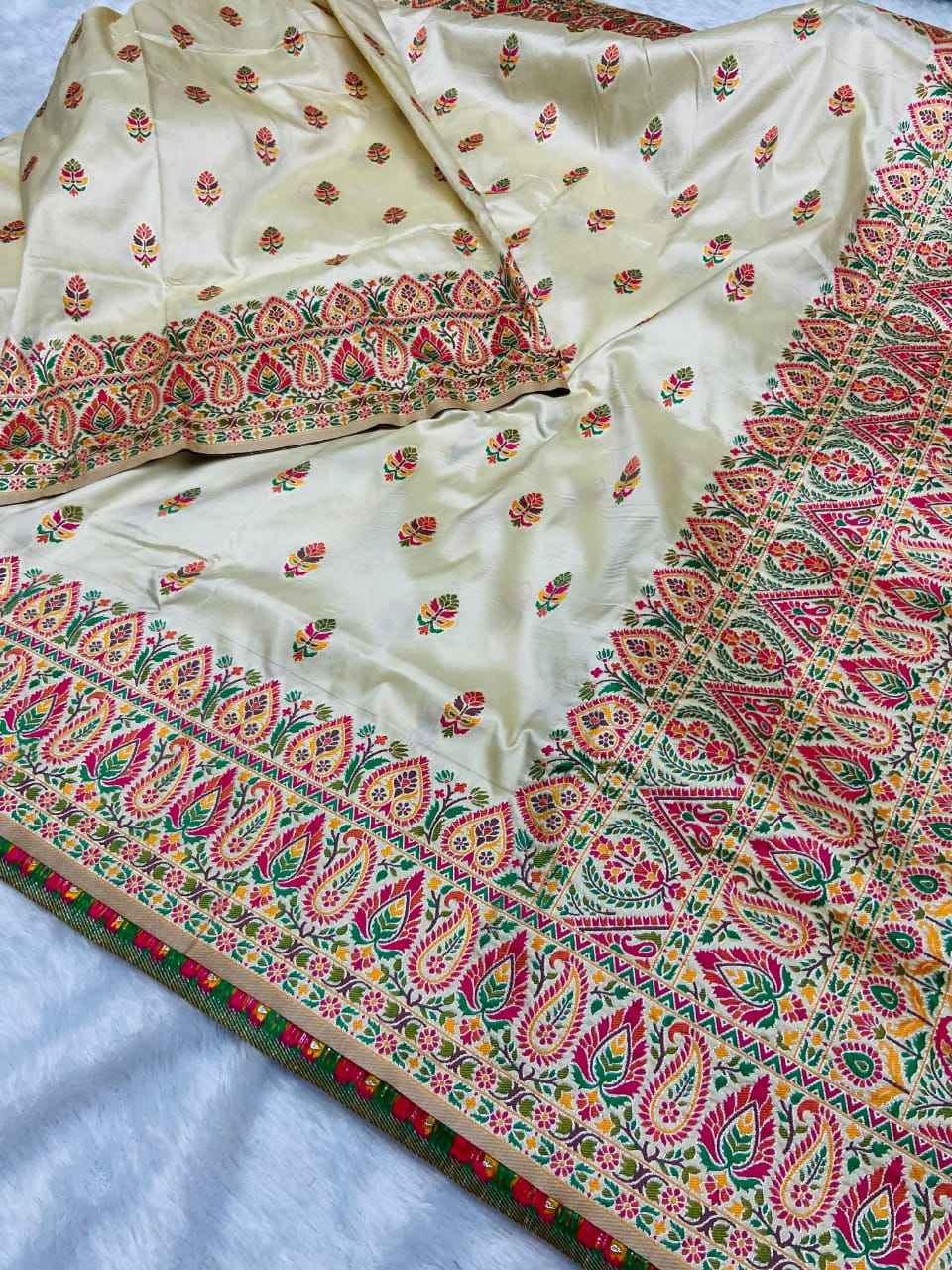 SOFT KASHMIRI PASHMINA SILK COLOURFULL WEAVING SAREE AT WHOLESALE PRICE