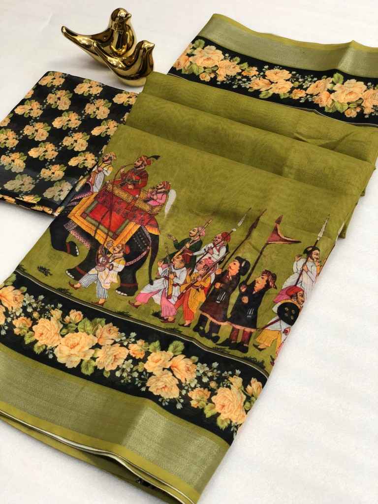 SOFT LINEN COTTON KALMKARI DIGITAL PRINT SAREE AT WHOLESALE PRICE