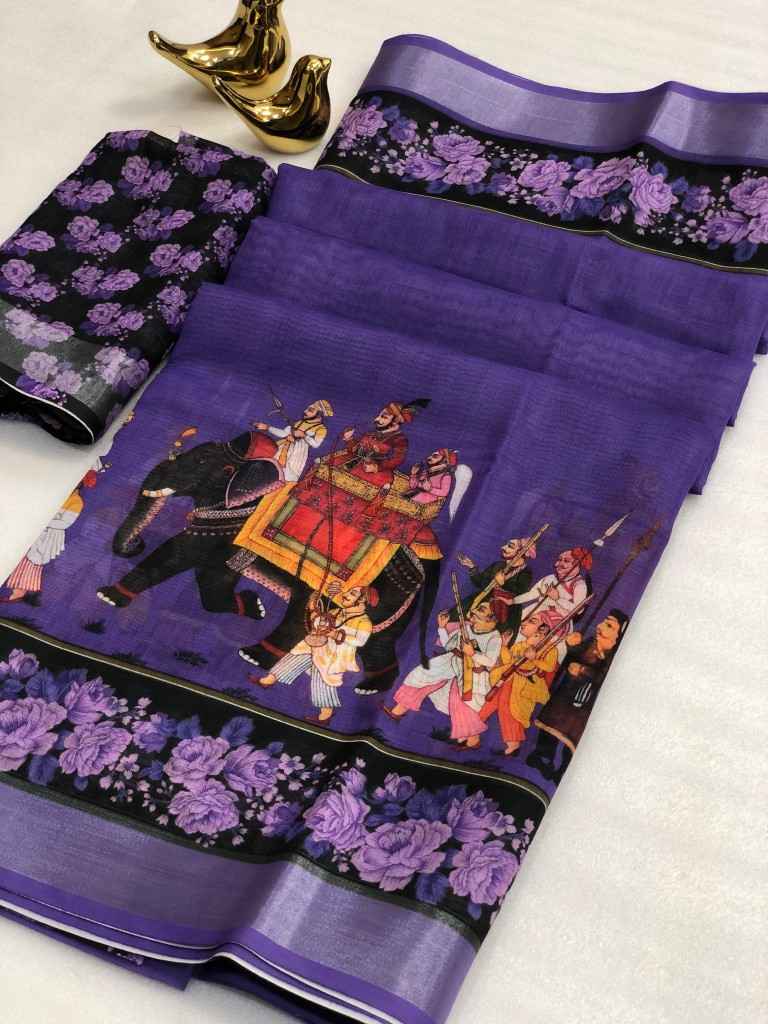 SOFT LINEN COTTON KALMKARI DIGITAL PRINT SAREE AT WHOLESALE PRICE