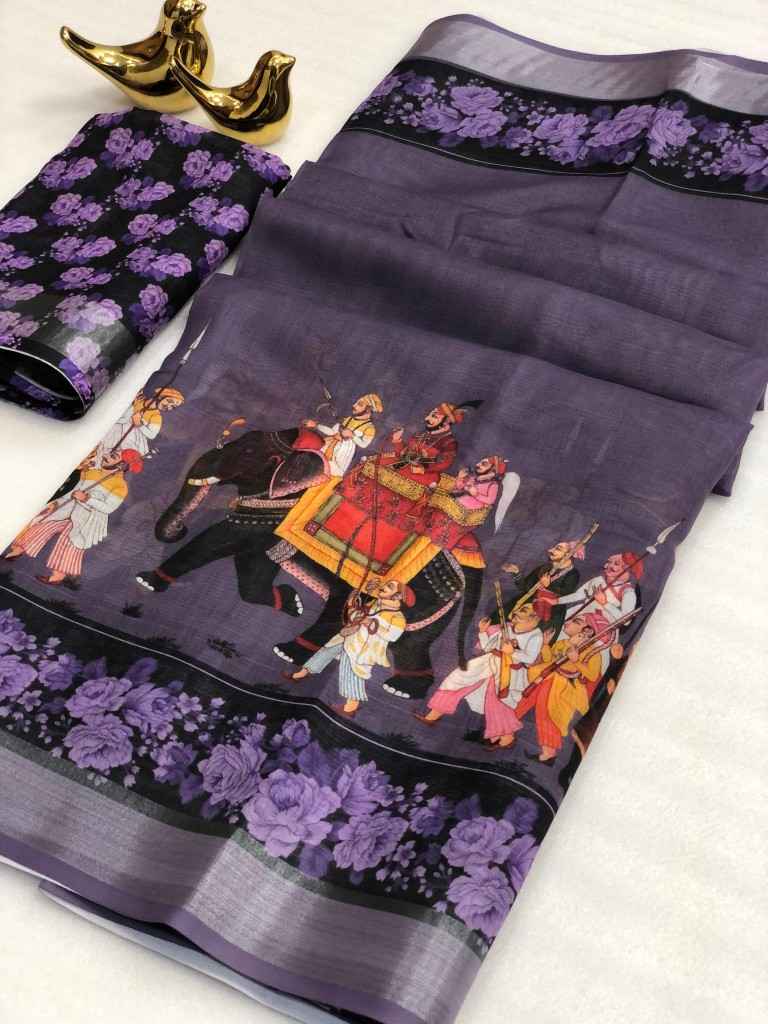 SOFT LINEN COTTON KALMKARI DIGITAL PRINT SAREE AT WHOLESALE PRICE