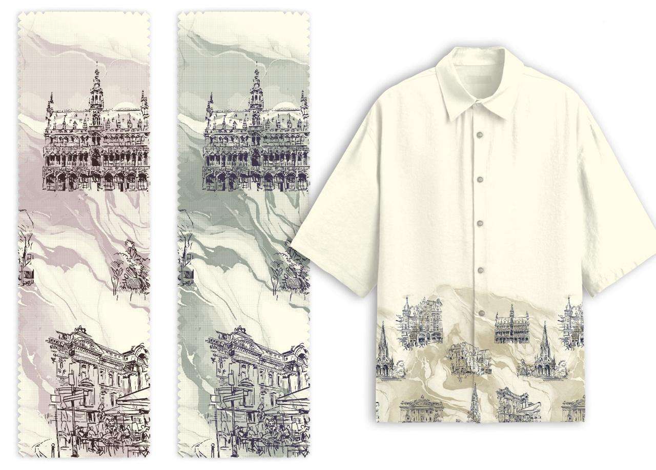 SOFT LINEN HALF SLEEVE OMNRE PRINT KOREAN SHIRT AT WHOLESALE PRICE