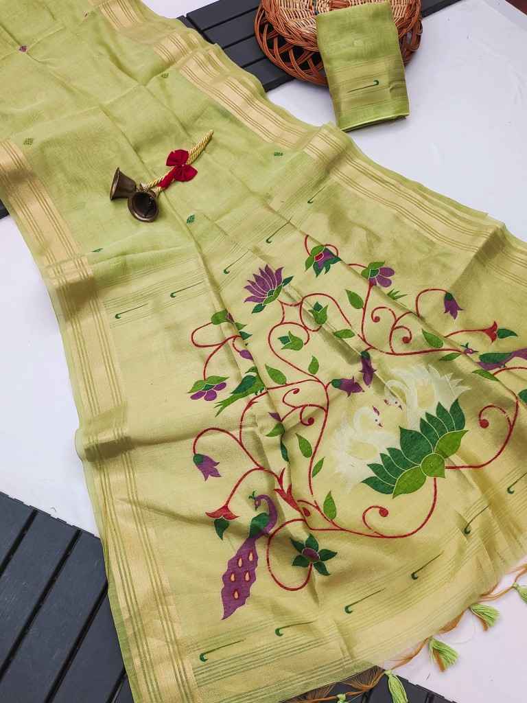 SOFT MOGA COTTON RESHAM WEAVING PAITHANI SAREE AT WHOLESALE PRICE