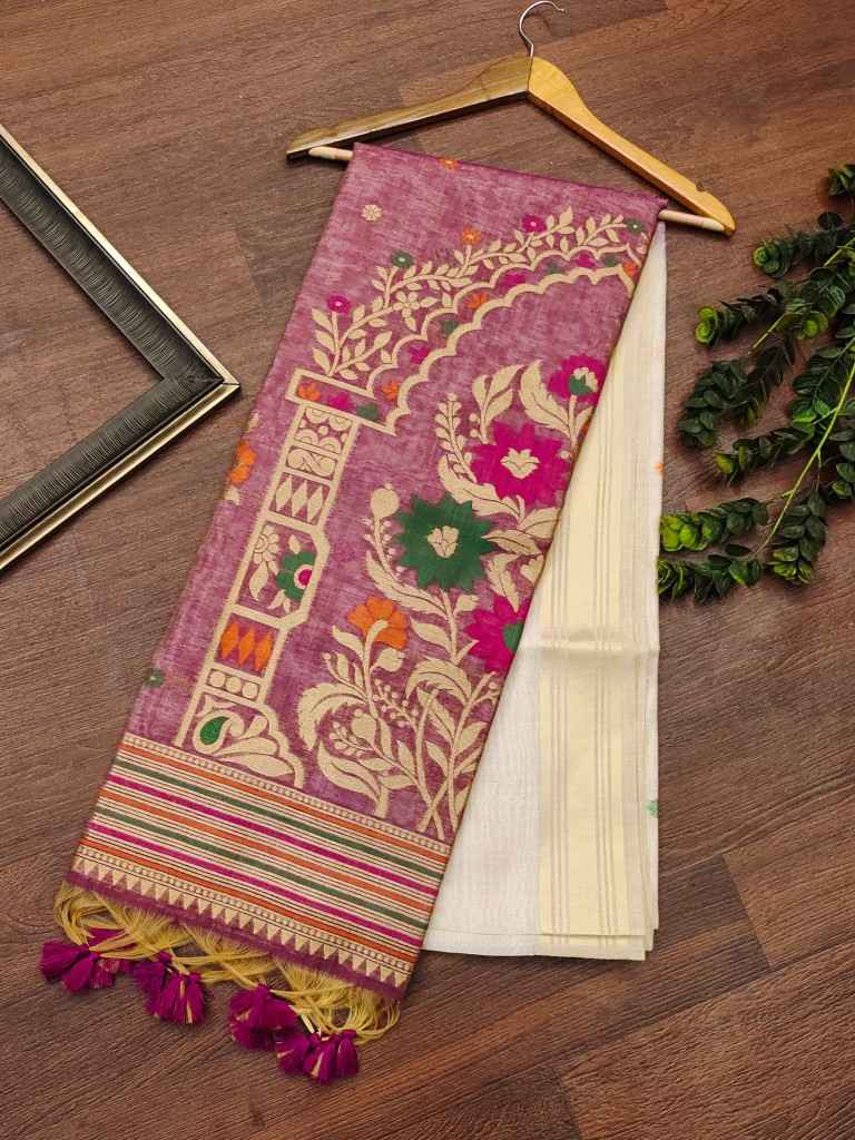 SOFT MUGA COTTON COLOURFULL RESHAM WEAVING SAREE AT WHOLESALE 