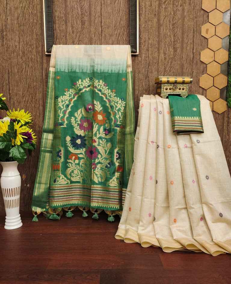 SOFT MUGA COTTON COLOURFULL RESHAM WEAVING SAREE AT WHOLESALE 